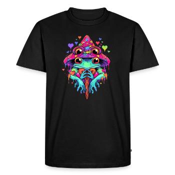 Cute EDM Frog Art Trippy Rave DJ - Men's Premium Organic T-Shirt - black - Front - Nico (187cm)