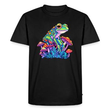Trippy Frog Art EDM Mushroom Party Psychedelic - Men's Premium Organic T-Shirt - black - Front - Nico (187cm)