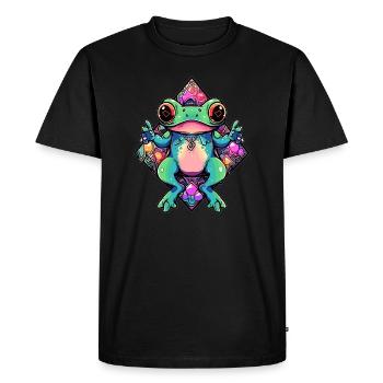 EDM Psychedelic Festival Trippy Frog Art Rave - Men's Premium Organic T-Shirt - black - Front - Nico (187cm)