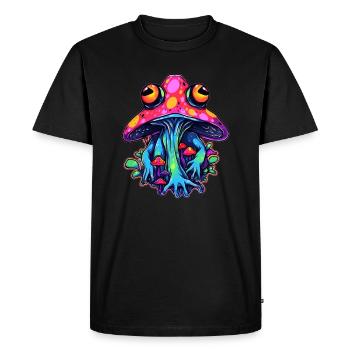 Electronic Music Festival Trippy Frog Art - Men's Premium Organic T-Shirt - black - Front - Nico (187cm)