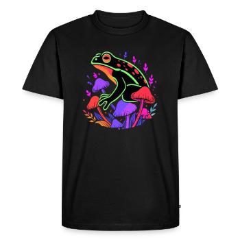 Trippy EDM Forest Rave Frog Art Psychedelic - Men's Premium Organic T-Shirt - black - Front - Nico (187cm)
