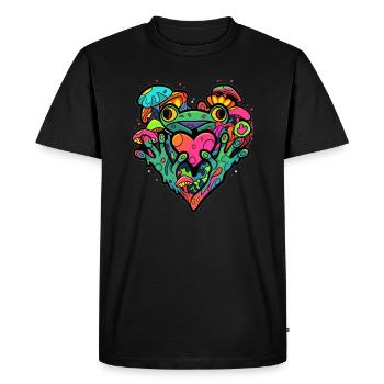 Psychedelic Forest Art Party Frog Heart EDM - Men's Premium Organic T-Shirt - black - Front - Nico (187cm)
