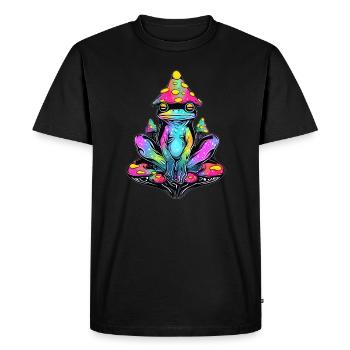 Meditation Frog DJ Trippy Festival psychédélique - T-shirt Premium bio Homme - noir - Devant - Nico (187cm)