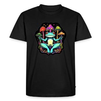 EDM Forest Trippy Frog Meditation Psychedelic - Men's Premium Organic T-Shirt - black - Front - Nico (187cm)