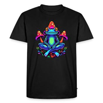 Mignon Méditation Grenouille EDM Festival Trippy - T-shirt Premium bio Homme - noir - Devant - Nico (187cm)