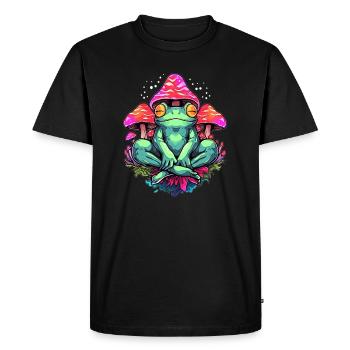 Drum and Bass Frog EDM Festival Trippy Forest - Men's Premium Organic T-Shirt - black - Front - Nico (187cm)