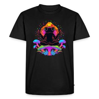 Psychedelic EDM Festival Meditation Frog Art - Men's Premium Organic T-Shirt - black - Front - Nico (187cm)