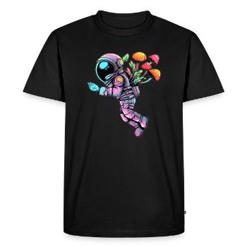 Mushroom Astronaut EDM Trippy Forest Rave - Men's Premium Organic T-Shirt - black - Front - Nico (187cm)