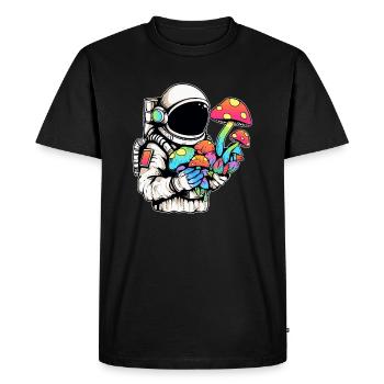 Psy Party Mushroom Art Trippy Astronaut EDM Rave - Men's Premium Organic T-Shirt - black - Front - Nico (187cm)