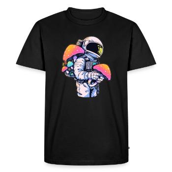 Psychedelic Summer Festival EDM Raver Astronaut - Men's Premium Organic T-Shirt - black - Front - Nico (187cm)