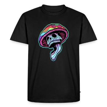 Trippy Skull Psychedelic Festival EDM Rave - Men's Premium Organic T-Shirt - black - Front - Nico (187cm)