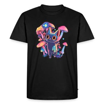 Magic Forest Festival Cute Kitty Psychedelic Rave - Men's Premium Organic T-Shirt - black - Front - Nico (187cm)