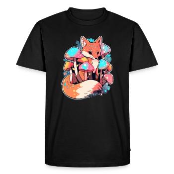 Trippant Psychédélique Renard Champignon Art EDM Rave - T-shirt Premium bio Homme - noir - Devant - Nico (187cm)