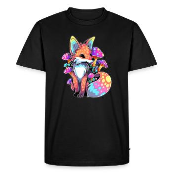 EDM psychédélique Forest Art Trippy Renard amoureux - T-shirt Premium bio Homme - noir - Devant - Nico (187cm)