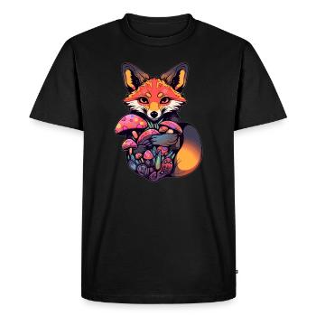 Psychedelic Fox Art Trippy EDM Festival DJ - Men's Premium Organic T-Shirt - black - Front - Nico (187cm)