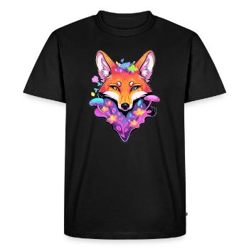 Renard Amoureux Trippy Forêt Art Psychédélique Rave - T-shirt Premium bio Homme - noir - Devant - Nico (187cm)