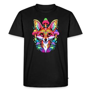 Trippant Psychédélique Renard Champignon Art EDM Rave - T-shirt Premium bio Homme - noir - Devant - Nico (187cm)