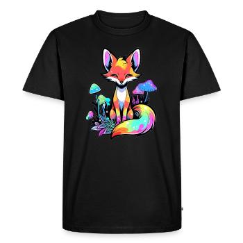 Trippy EDM Fête Renard Champignon Art Psychédélique Rave - T-shirt Premium bio Homme - noir - Devant - Nico (187cm)