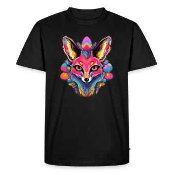 Forêt Magique EDM Fête Renard Psychédélique Rave - T-shirt Premium bio Homme - noir - Devant - Nico (187cm)