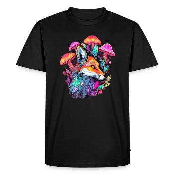 Forêt magique Art Trippy Renard Psychédélique Rave - T-shirt Premium bio Homme - noir - Devant - Nico (187cm)