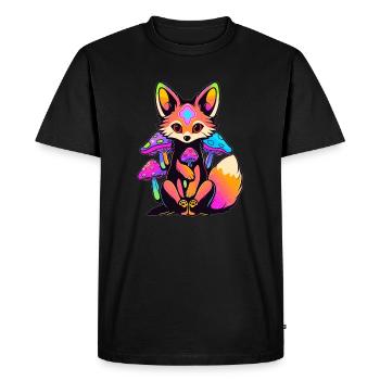 Trippant EDM Fête Renard Psychédélique Rave - T-shirt Premium bio Homme - noir - Devant - Nico (187cm)