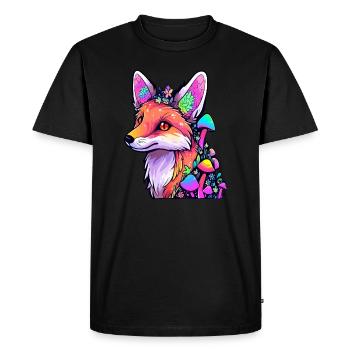Psychedelic Fox DJ EDM Festival Rave - Men's Premium Organic T-Shirt - black - Front - Nico (187cm)