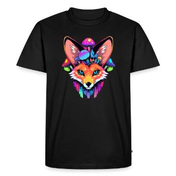 Trippy Flora Fox Festival EDM psychédélique - T-shirt Premium bio Homme - noir - Devant - Nico (187cm)