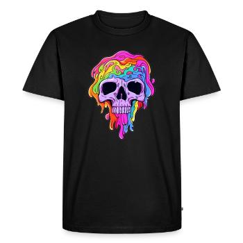 EDM Party Electronic Music Lover Rainbow Skull - Men's Premium Organic T-Shirt - black - Front - Nico (187cm)