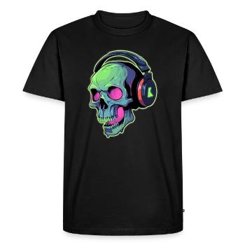 Musique électronique DJ Trippy Crâne EDM Rave - T-shirt Premium bio Homme - noir - Devant - Nico (187cm)