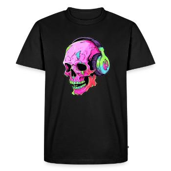 Heavy Music Lover EDM Crâne DJ Trippy Rave - T-shirt Premium bio Homme - noir - Devant - Nico (187cm)