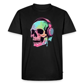 Heavy Music Rave Trippy Skull DJ EDM Rave - Men's Premium Organic T-Shirt - black - Front - Nico (187cm)