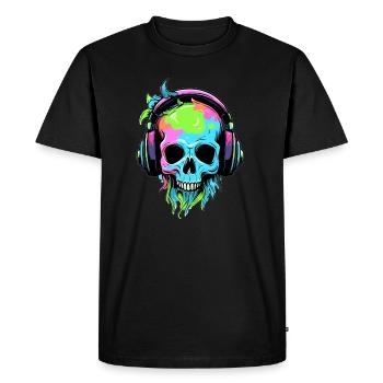 EDM crâne DJ Trippy Festival Amateur de musique - T-shirt Premium bio Homme - noir - Devant - Nico (187cm)