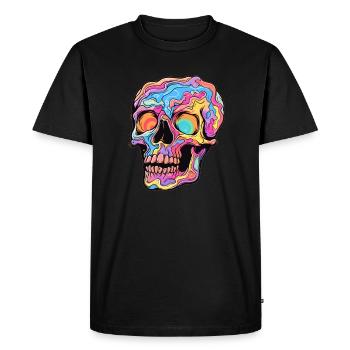 Trippy EDM Rainbow Skull Heavy Music Rave - Men's Premium Organic T-Shirt - black - Front - Nico (187cm)