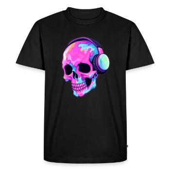 Electronic Music Lover Trippy EDM DJ Skull Rave - Men's Premium Organic T-Shirt - black - Front - Nico (187cm)