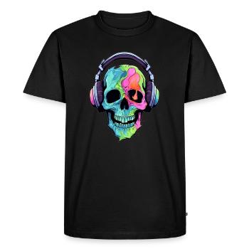 Summer Festival Trippy Skull DJ EDM Rave - Men's Premium Organic T-Shirt - black - Front - Nico (187cm)
