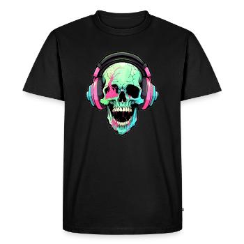 Psychédélique Fête Crâne Trippy EDM DJ Été Rave - T-shirt Premium bio Homme - noir - Devant - Nico (187cm)
