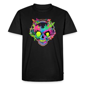 Trippy EDM Crâne DJ Psychédélique Festival EDM Rave - T-shirt Premium bio Homme - noir - Devant - Nico (187cm)
