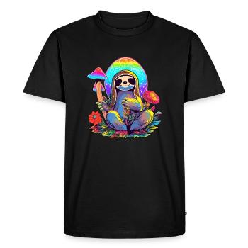 Magic Forest Trippy Sloth DJ Psychedelic Festival - Men's Premium Organic T-Shirt - black - Front - Nico (187cm)