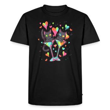 Cocktail Sweet Cat Love assorti pour la Saint-Valentin - T-shirt Premium bio Homme - noir - Devant - Nico (187cm)