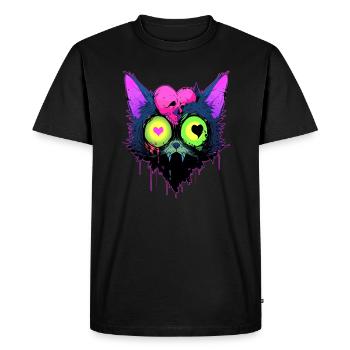 Couple d’amoureux des chats aime la Saint-Valentin de chat zombie - T-shirt Premium bio Homme - noir - Devant - Nico (187cm)