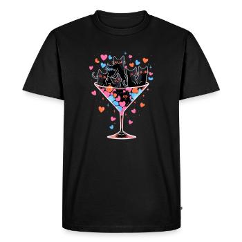 Cat Lover EDM Saint-Valentin Party Couple - T-shirt Premium bio Homme - noir - Devant - Nico (187cm)