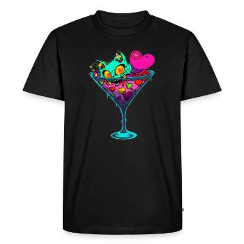 Saint-Valentin Zombie Cats Love Cocktail Matching - T-shirt Premium bio Homme - noir - Devant - Nico (187cm)