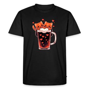 La Saint-Valentin bière drôle assorti Couple - T-shirt Premium bio Homme - noir - Devant - Nico (187cm)