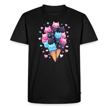 Ice Lover Chat mignon pour la Saint-Valentin - T-shirt Premium bio Homme - noir - Devant - Nico (187cm)