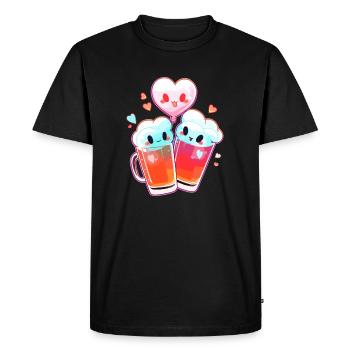 La Saint-Valentin Amateurs De Bière Couple Mignon - T-shirt Premium bio Homme - noir - Devant - Nico (187cm)