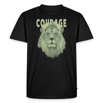 Lion Courage Design with Halftone Effect - Men's Premium Organic T-Shirt - black - Front - Nico (187cm)