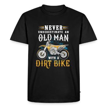 Unterschätze niemals einen alten Mann mit Dirtbike - Männer Premium Bio T-Shirt - Schwarz - Vorne - Nico (187cm)