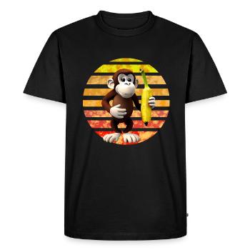 Banana Monkey - Men's Premium Organic T-Shirt - black - Front - Nico (187cm)