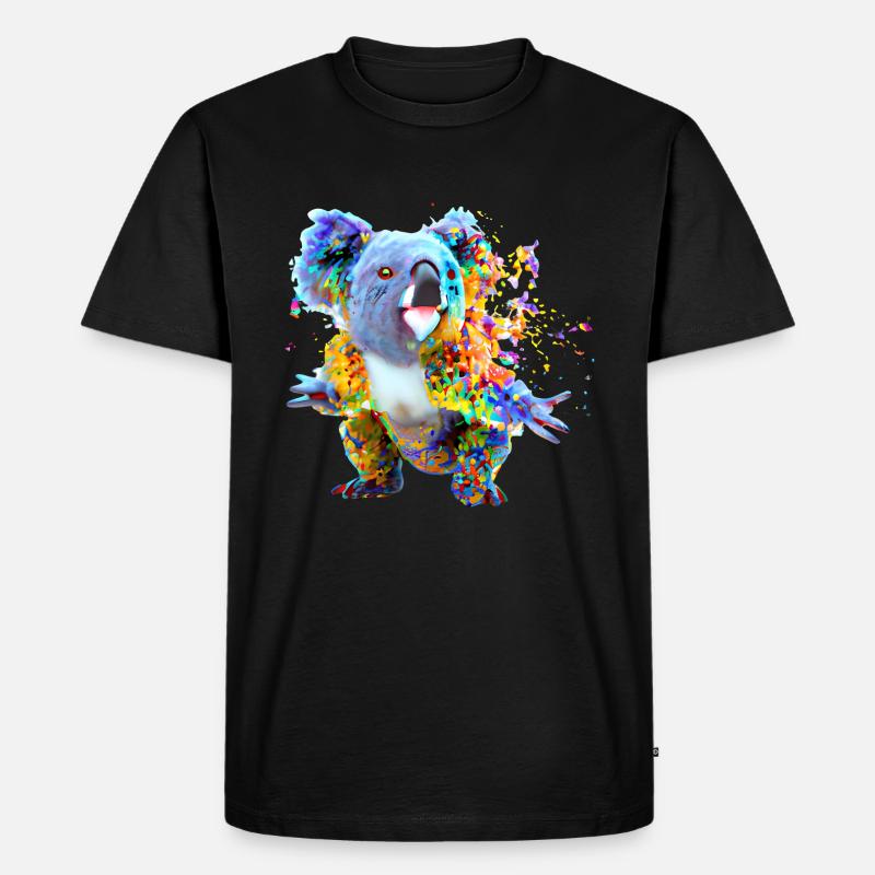 Koala in Farbexplosion - Männer Premium Bio T-Shirt - Schwarz