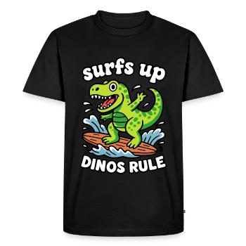 Surf Dino Dessin animé Fun - T-shirt Premium bio Homme - noir - Devant - Nico (187cm)